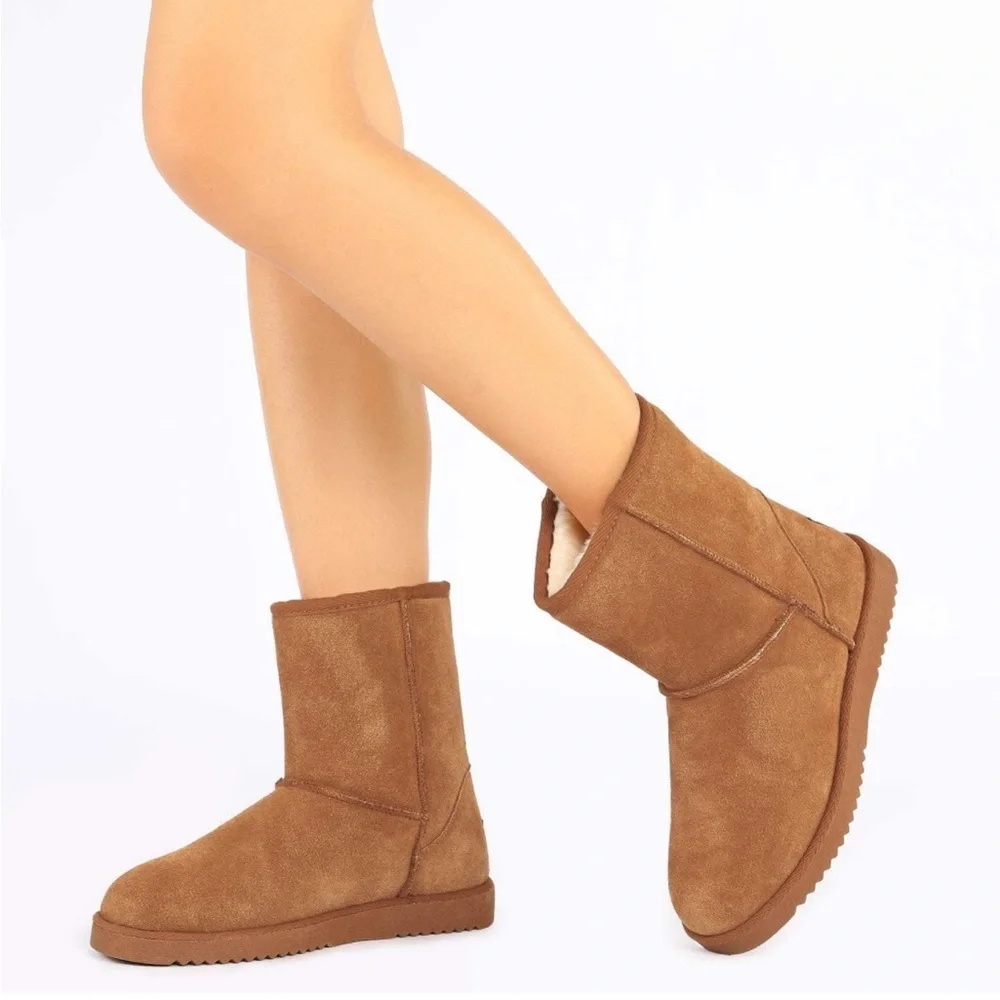 DREAM PAIRS Women's Shorty-New Mid Calf Winter Snow Boots
